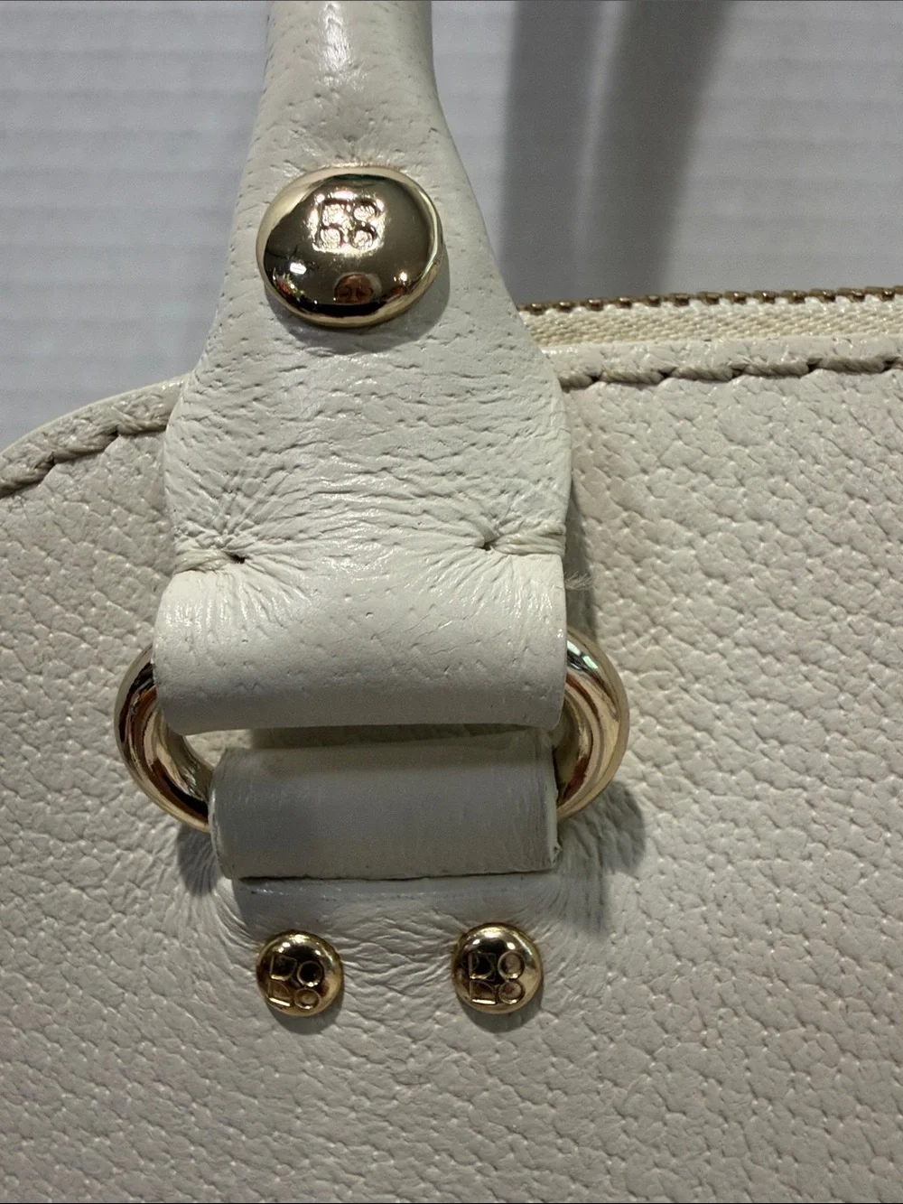 kate spade Cream/Off-White Pebbled Leather Satchel with Front Zip Pocket